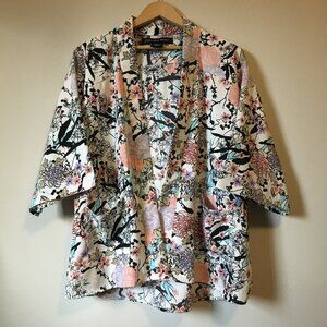 Streetwear Society Sakura Blossom Mini Kimono Robe with Pockets Small